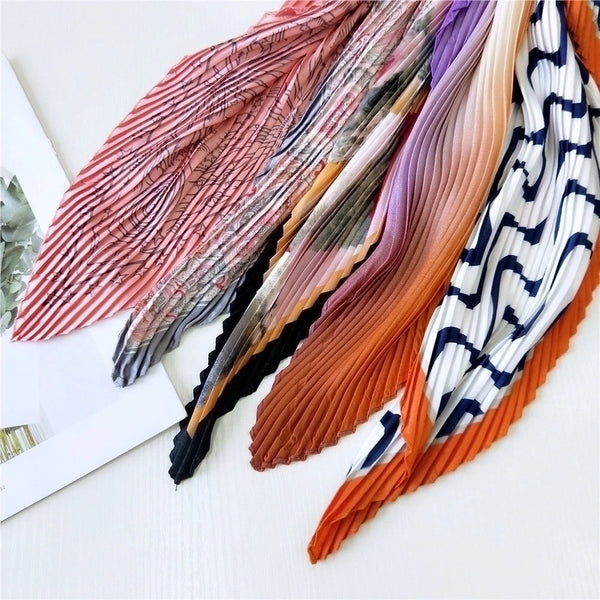 Women's Elegant Color Block Polyester Frill Silk Scarves