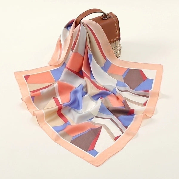 Women's Elegant Geometric Satin Printing Silk Scarf