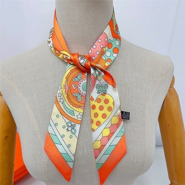 Women's Elegant Geometric Satin Tassel Silk Scarf