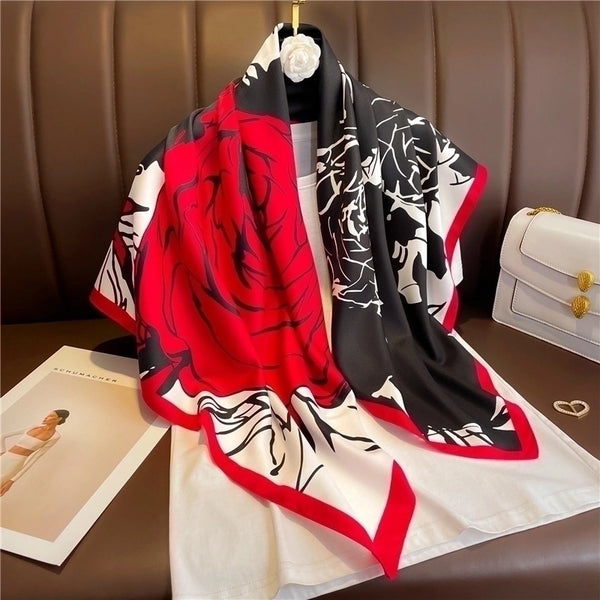 Women's Elegant Lady Flower Polyester Scarf