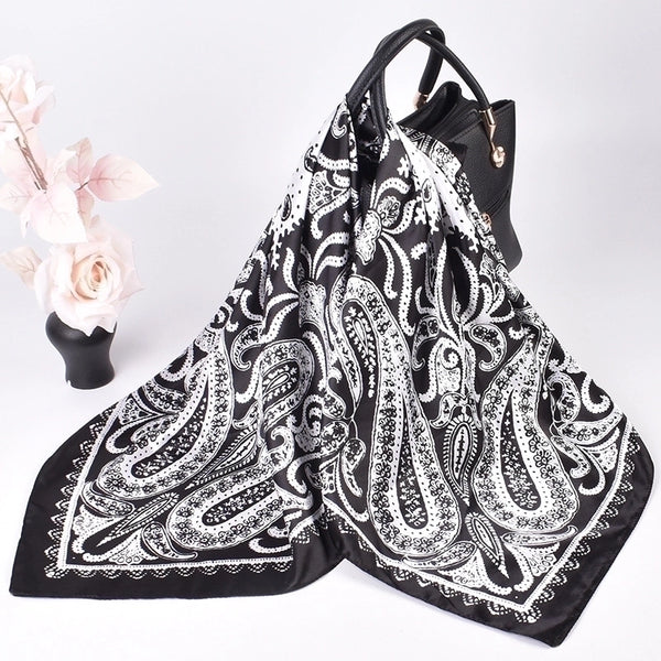 Women's Elegant Lady Paisley Satin Printing Silk Scarf