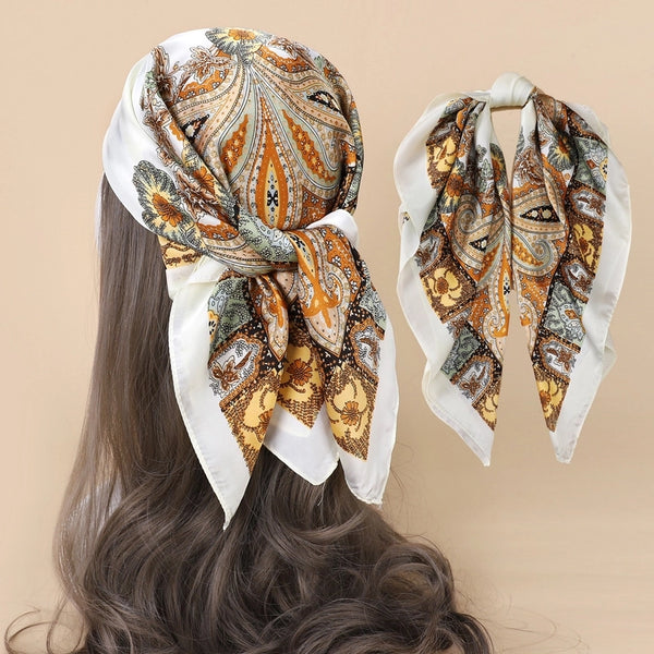 Women's Elegant Leopard Satin Silk Scarf Kerchief