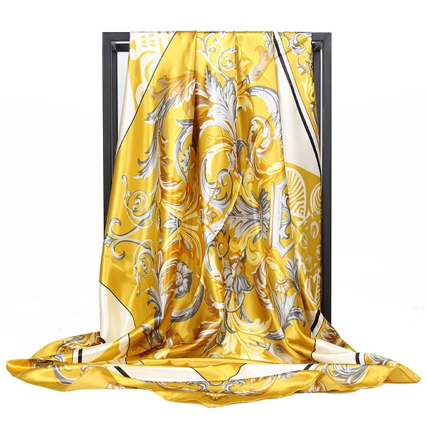 Women's Elegant Retro Printing Polyester Silk Scarf