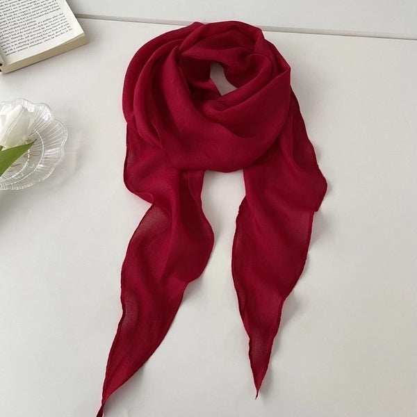 Women's Elegant Retro Solid Color Polyester Silk Scarf