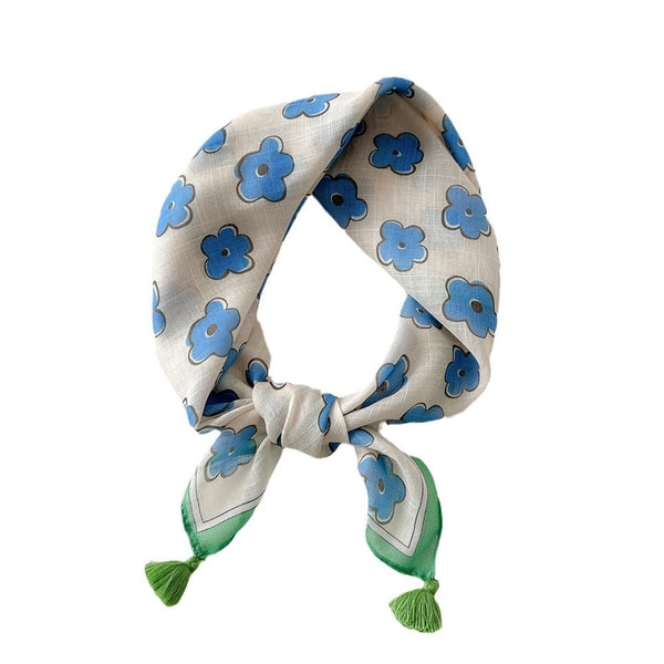 Women's Elegant Simple Style Flower Cotton And Linen Silk Scarf