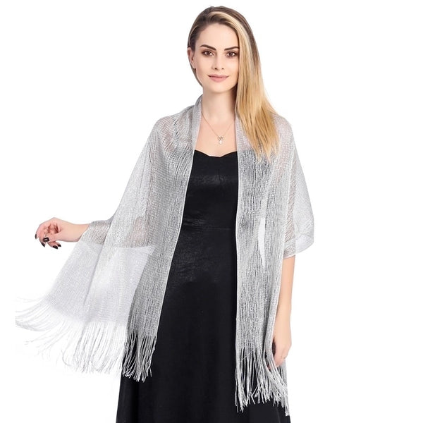 Women's Elegant Solid Color Polyester Tassel Shawls