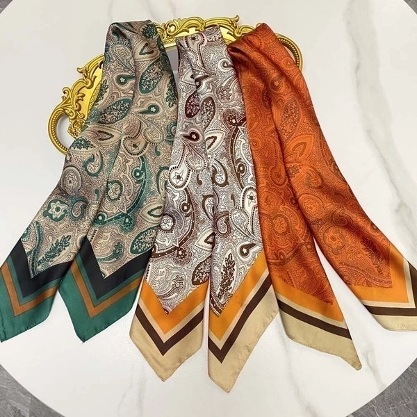 Women's Ethnic Style Color Block Brocade Printing Silk Scarves