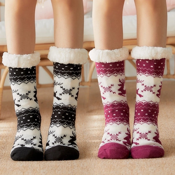 Women's Fashion Elk Polyacrylonitrile Fiber Jacquard Crew Socks