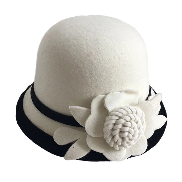 Women's Fashion Flower Flat Eaves Fedora Hat