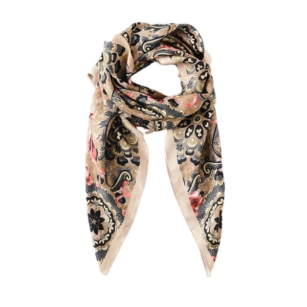 Women's Fashion Leopard Satin Printing Silk Scarves