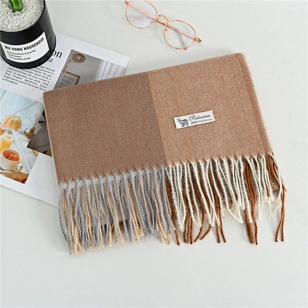 Women's Fashion Plaid Imitation Cashmere Tassel Winter Scarves