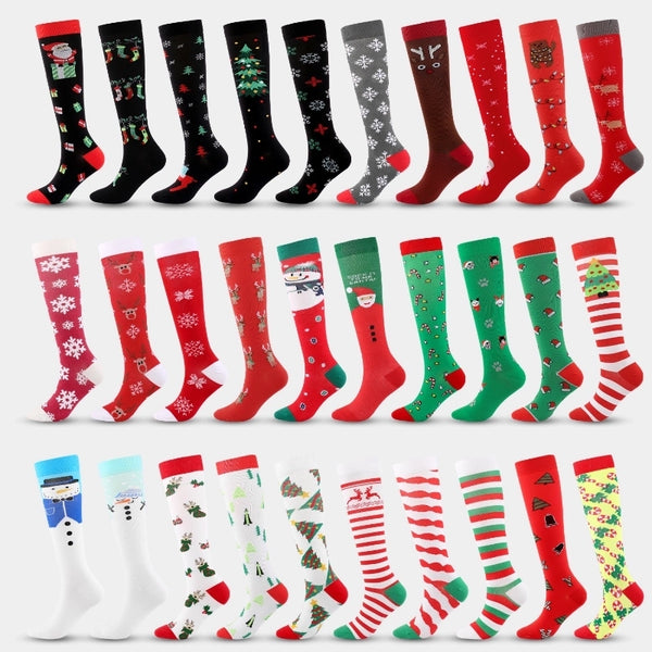 Women's Fashion Snowflake Elk Nylon Jacquard Crew Socks