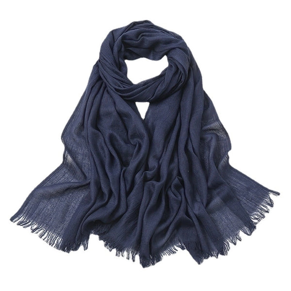 Women's Fashion Solid Color Cotton Tassel Cotton Linen Scarves