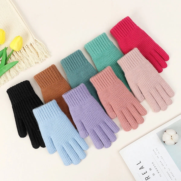 Women's Fashion Solid Color Imitation Cashmere Polyester Gloves 1 Pair