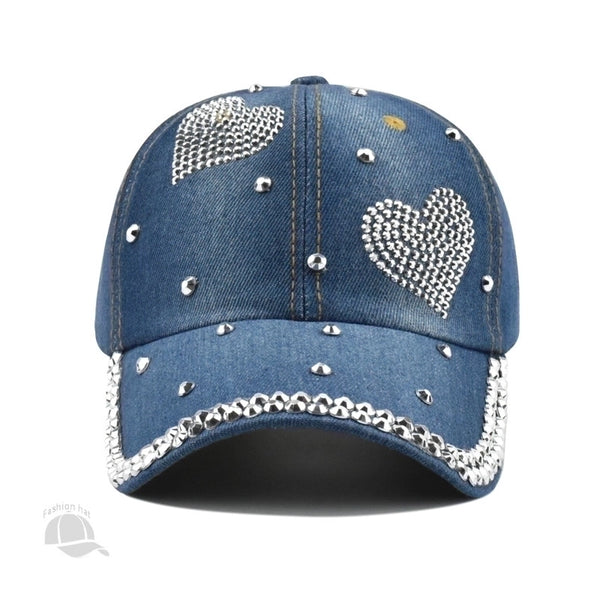 Women's Lady Simple Style Star Rhinestone Curved Eaves Baseball Cap