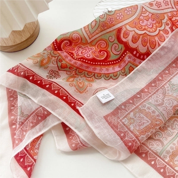 Women's Pastoral Flower Polyester Silk Scarf