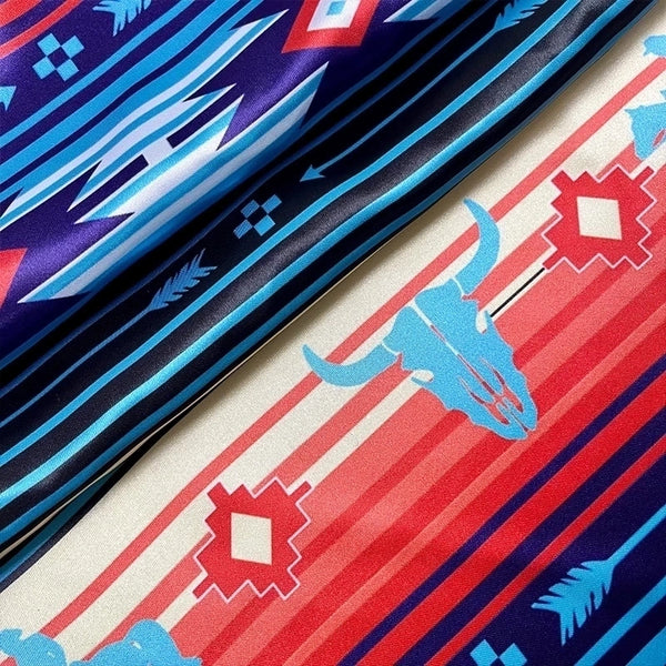 Women's Retro Stripe Satin Printing Silk Scarves