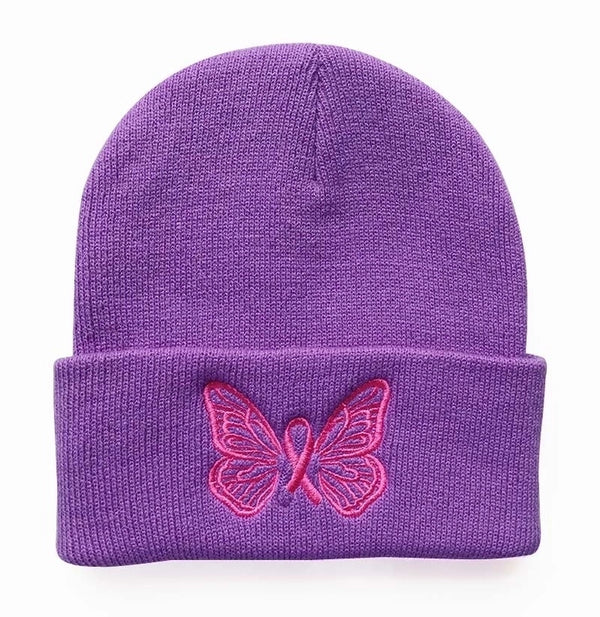 Women's Simple Style Butterfly Embroidery Crimping Wool Cap