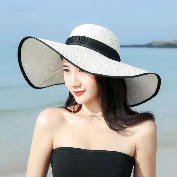 Women's Simple Style Classic Style Color Block Big Eaves Straw Hat