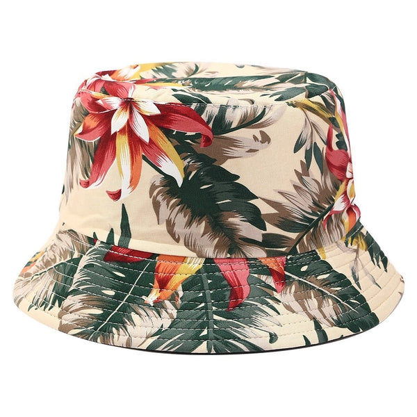 Women's Simple Style Flower Printing Flat Eaves Bucket Hat