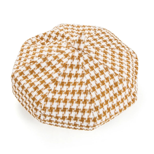 Women's Simple Style Houndstooth Stripe Eaveless Beret Hat