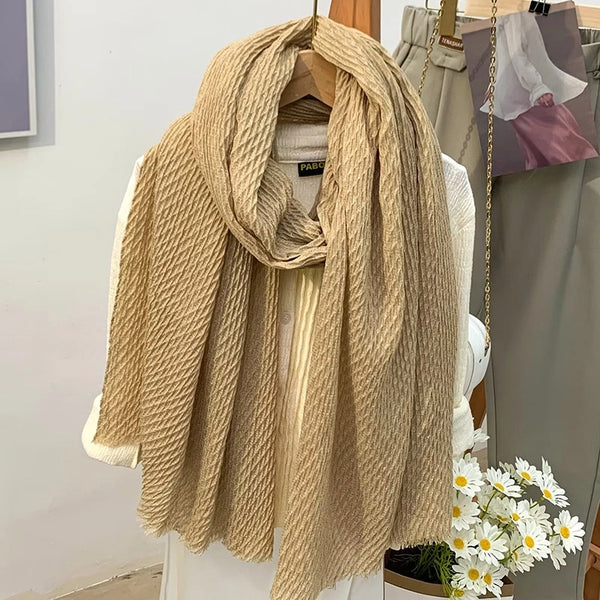 Women's Simple Style Solid Color Cotton And Linen Scarf