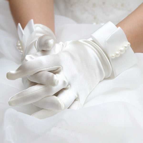 Women's Simple Style Solid Color Satin Gloves 1 Pair