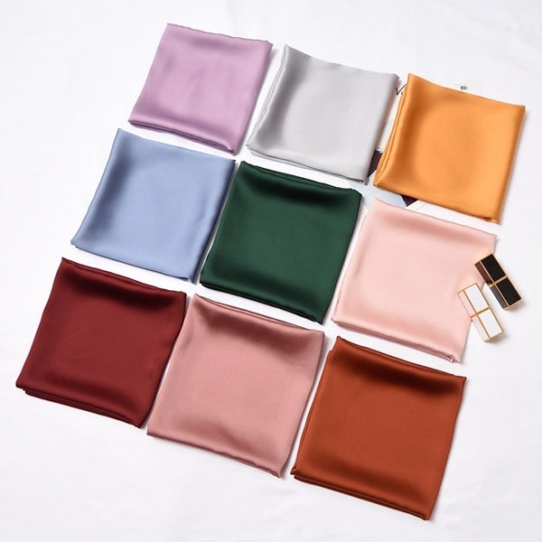 Women's Simple Style Solid Color Satin Silk Scarves