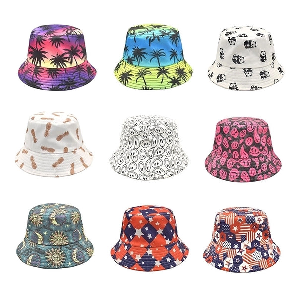 Women's Simple Style Star Printing Flat Eaves Bucket Hat