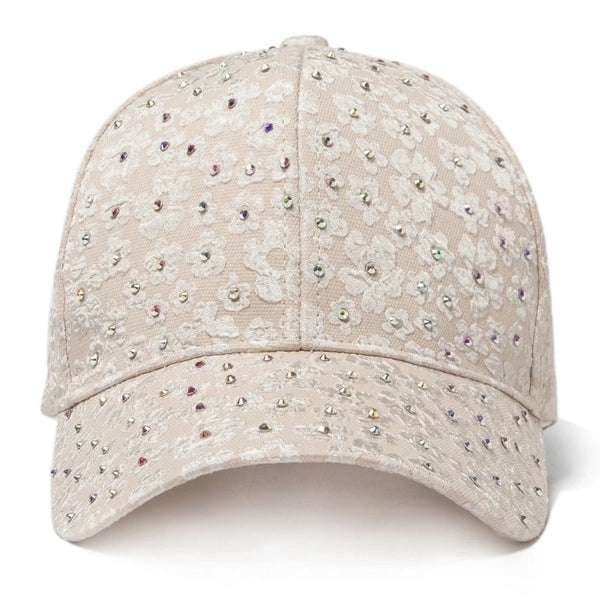 Women's Simple Style Streetwear Solid Color Flower Rhinestone Curved Eaves Baseball Cap