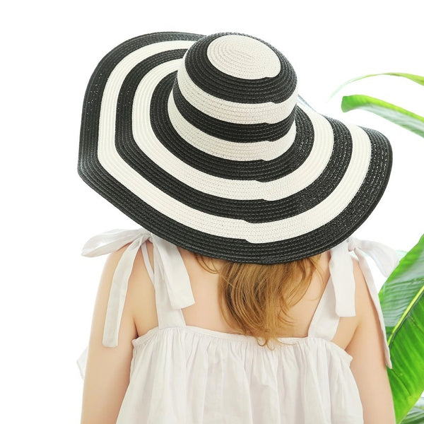 Women's Simple Style Stripe Big Eaves Sun Hat