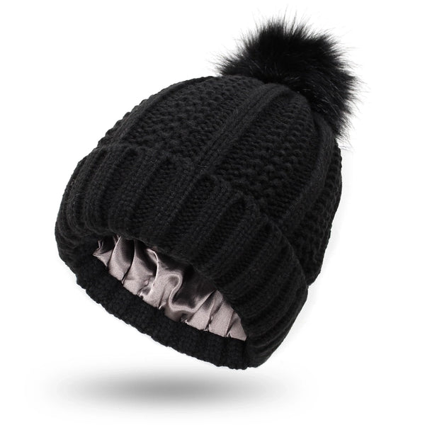 Women's Simple Style Stripe Solid Color Pom Poms Wool Cap