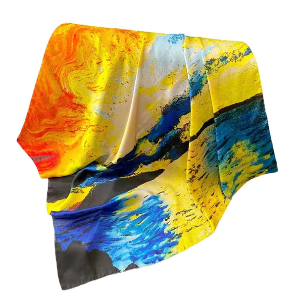 Women's Streetwear Color Block Imitated Silk Printing Scarf