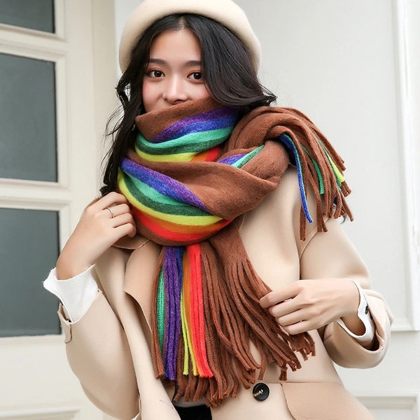 Women's Streetwear Color Block Imitation Cashmere Scarf