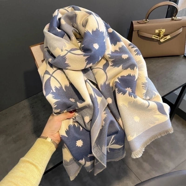 Women's Streetwear Flower Imitation Cashmere Tassel Scarf