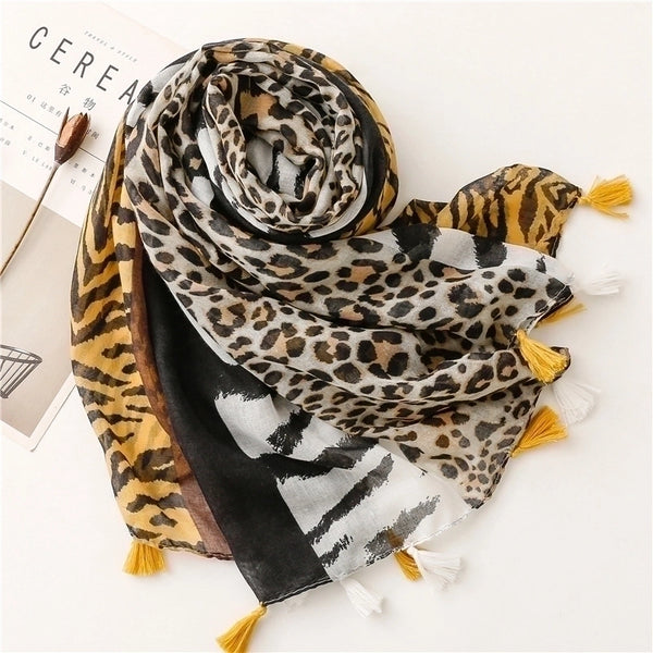 Women's Streetwear Leopard Voile Winter Scarves