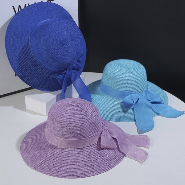 Women's Sweet Bow Knot Wide Eaves Straw Hat