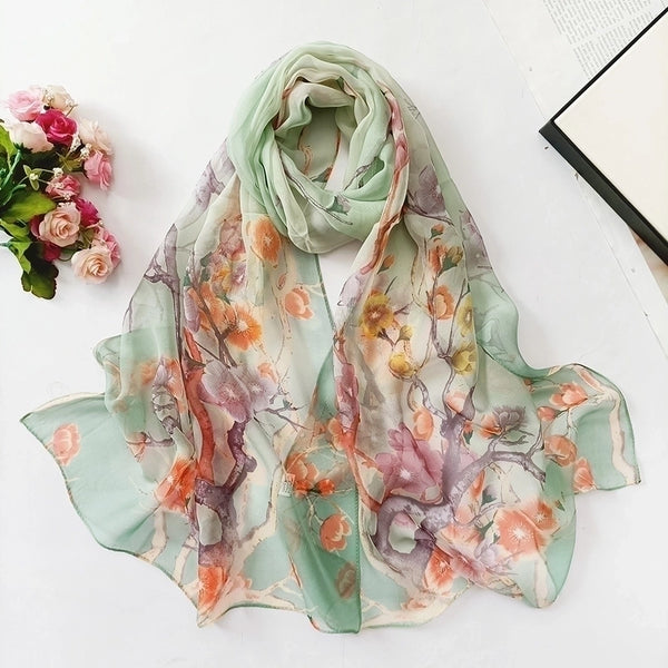 Women's Sweet Flower Georgette Silk Scarves