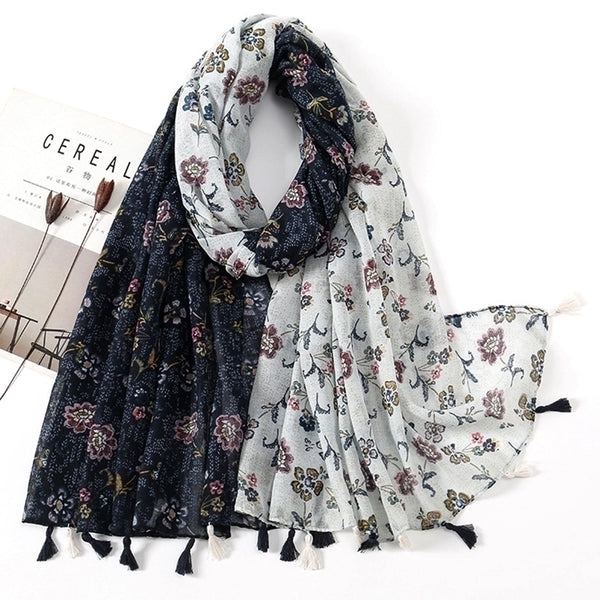 Women's Sweet Flower Voile Printing Silk Scarf