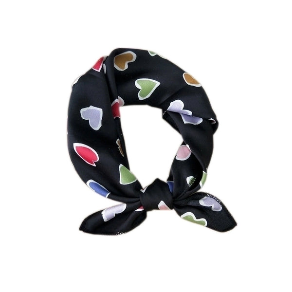 Women's Sweet Polka Dots Heart Shape Polyester Printing Silk Scarves