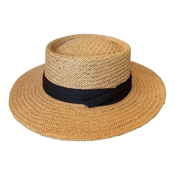 Women's Vacation Beach Solid Color Flat Eaves Straw Hat