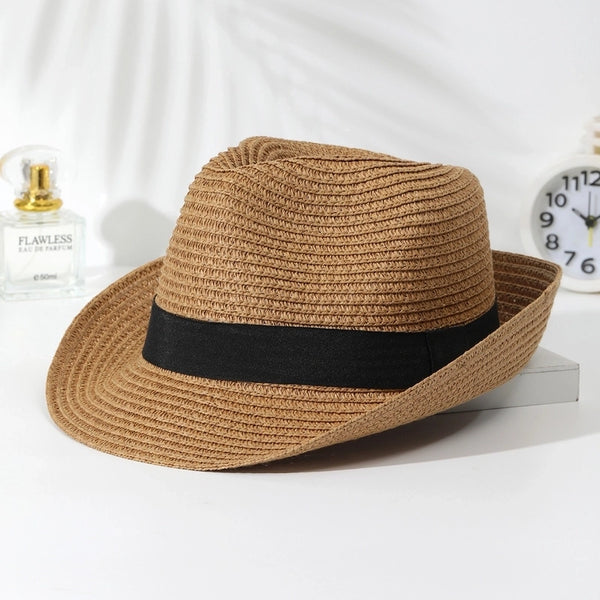 Women's Vacation Classic Style Geometric Curved Eaves Sun Hat Straw Hat