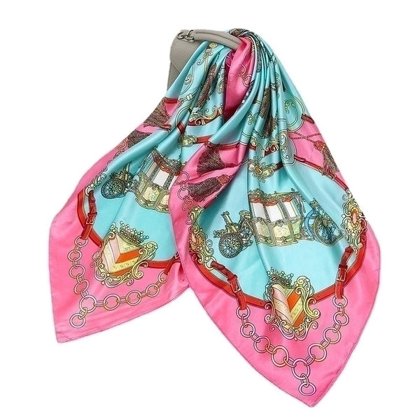 Women's Vacation Geometric Crown Satin Printing Silk Scarf