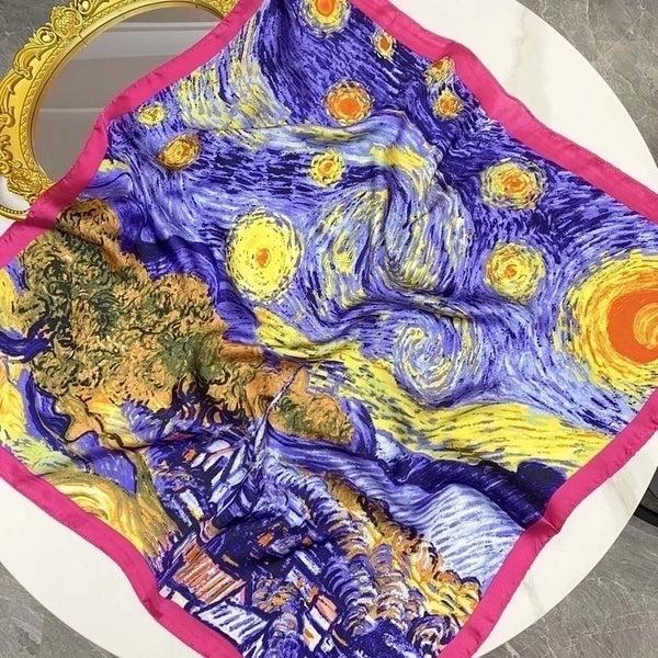 Women's Vacation Starry Sky Brocade Printing Silk Scarves