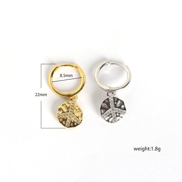 Yhe0137 European And American Entry Lux Ins Style Ear Clip S925 Sterling Silver Baroque Style Peace Logo Earring Ring/stud Earring